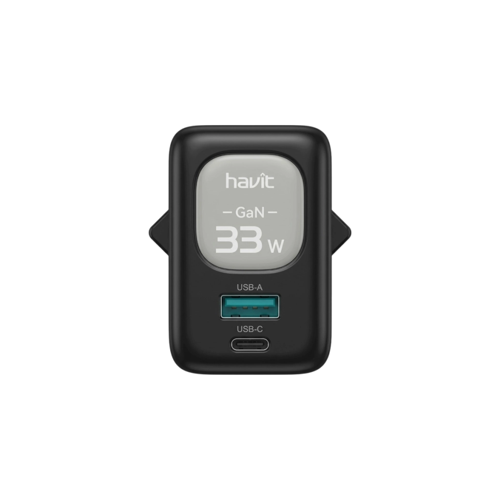 Havit 33 W GaN travel charger, USB-C and USB-A