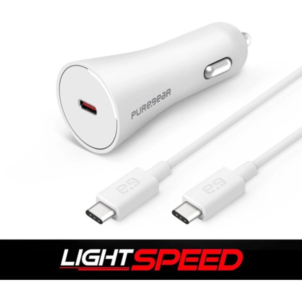 PureGear 30 W car charger, USB-C, white