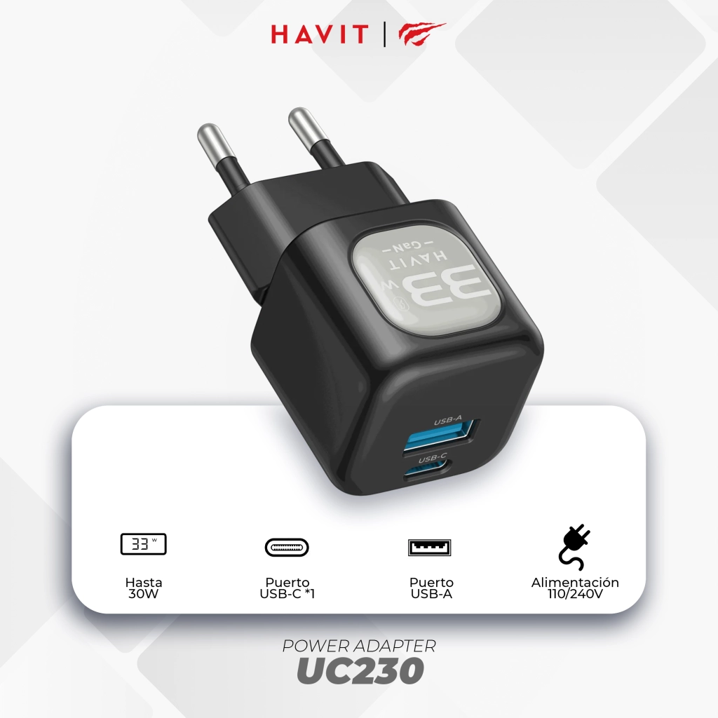 Havit UC230 33 W GaN charger, black