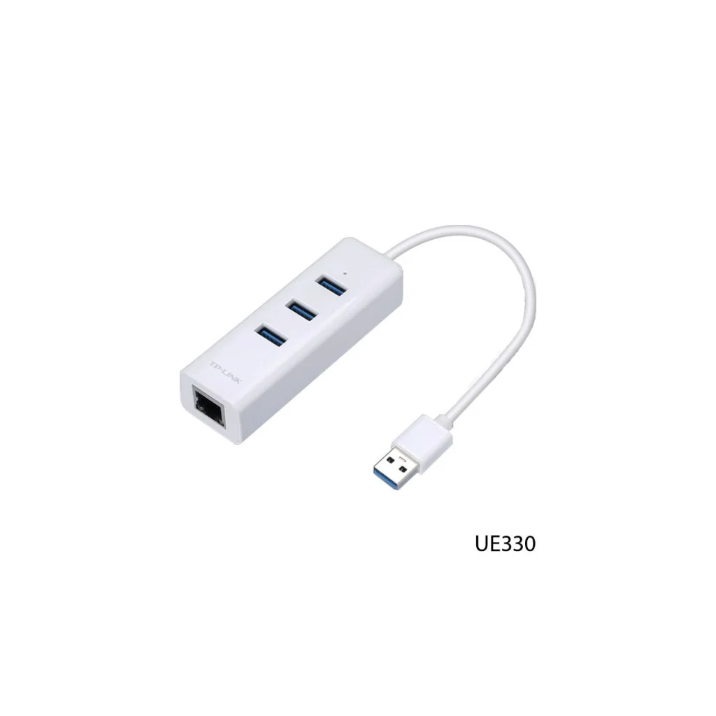 TP-Link UE330 USB-3.0-Hub mit 3 Ports und Gigabit-Ethernet, Bild 1 von 2
