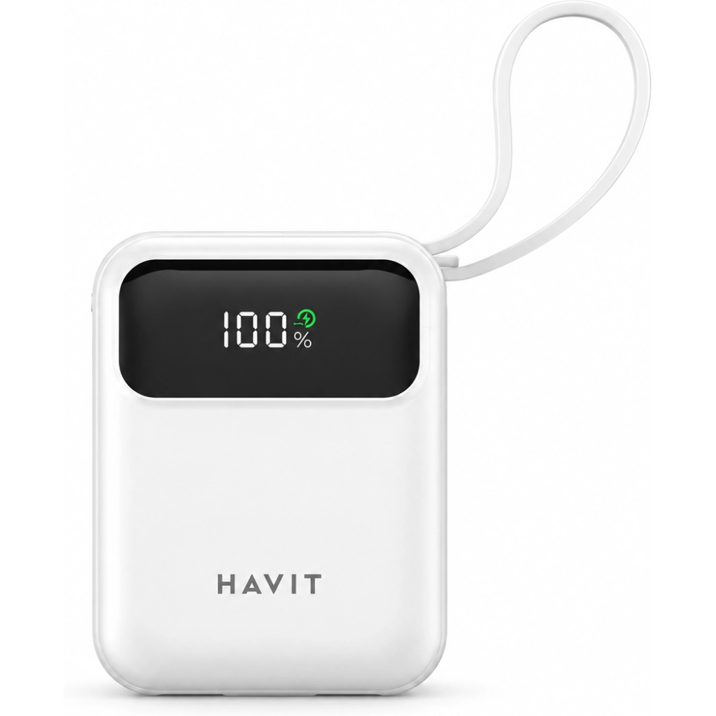 Havit PB5266 Powerbank 10.000 mAh 22,5 W mit integrierten Kabeln
