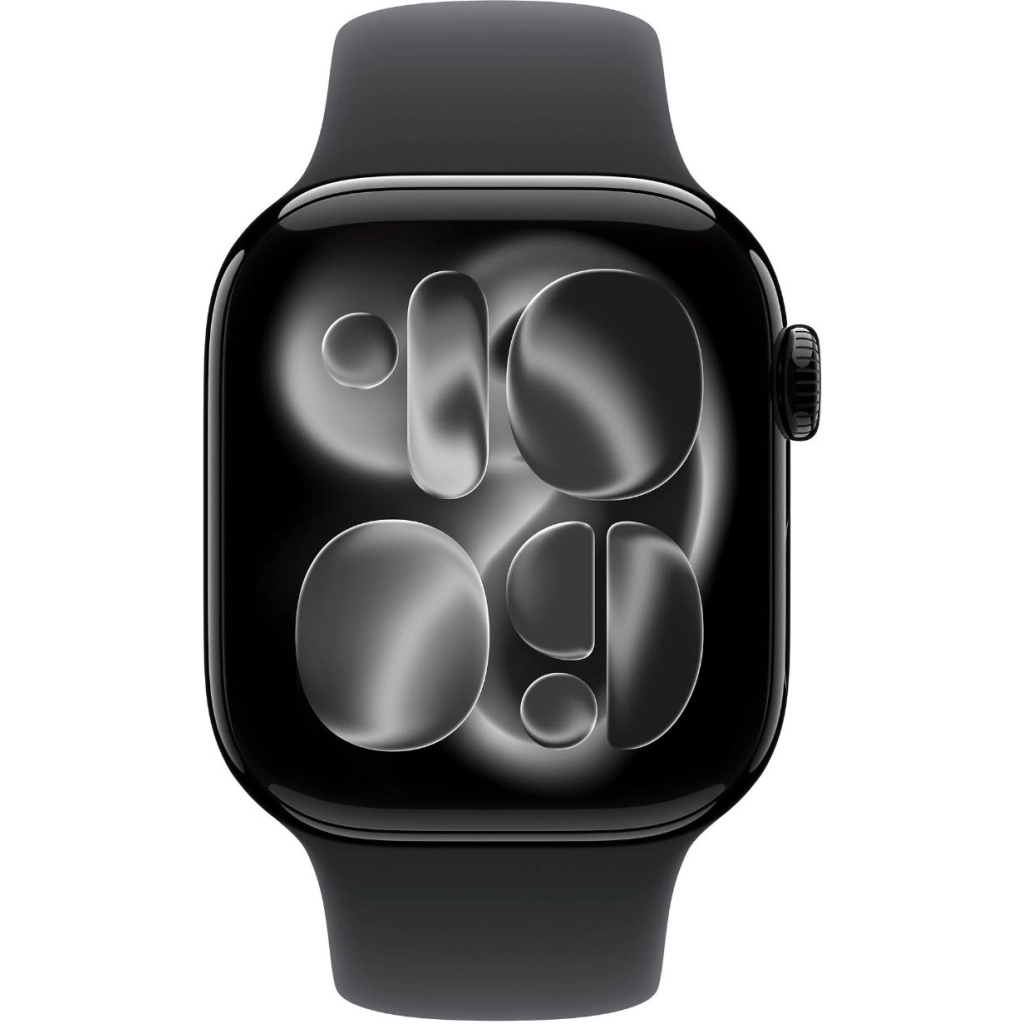 Apple Watch Series 11 GPS 42 mm, Jet Black Aluminum Case with Black Sport Band S/M (MEQT4LW/A)