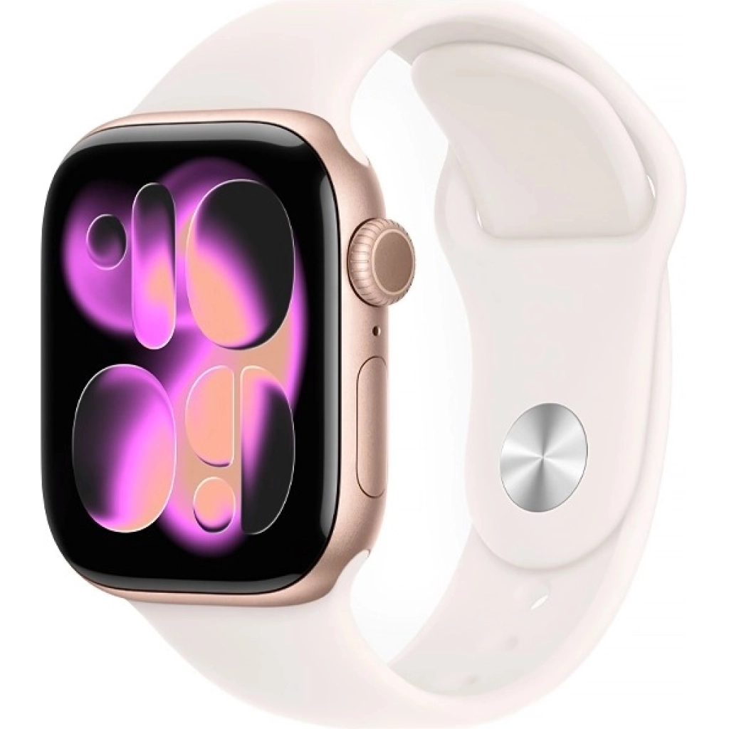 Apple Watch Series 11 GPS 42 mm, Rose Gold Aluminum Case with Light Blush Sport Band S/M (MEU04LW/A)