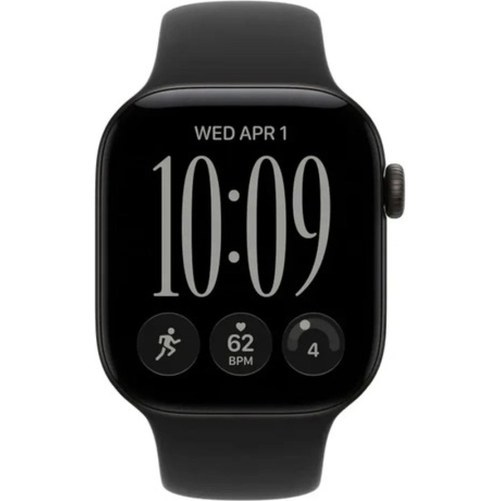 Apple Watch Series 12 GPS 42 mm, Black Aluminum Case with Black Sport Band S/M (MJEA4LS/A)
