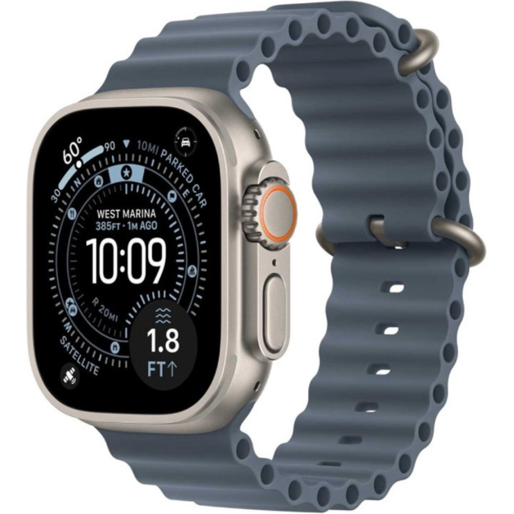 Apple Watch Ultra 3 GPS + Cellular 49 mm, Natural Titanium Case with Blue Ocean Band (MEWH4LW/A)