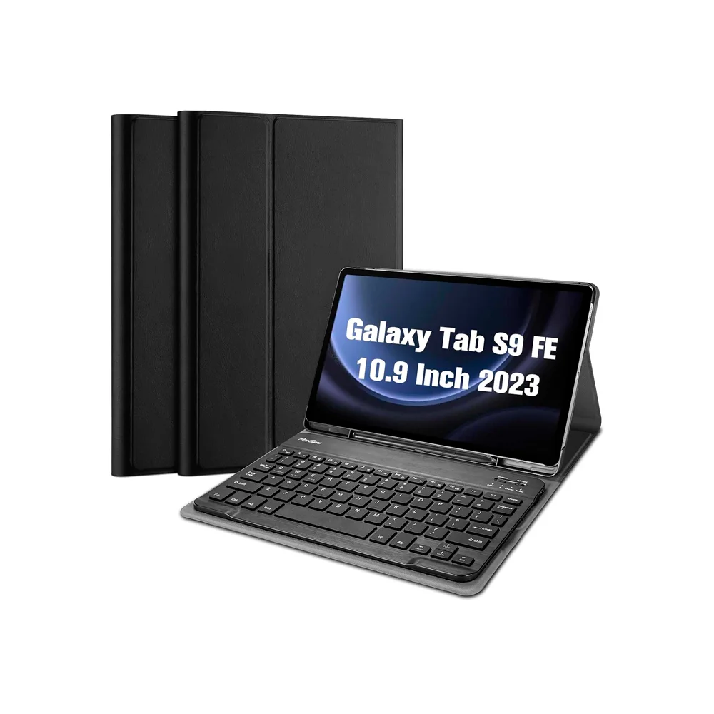 Bluetooth-Tastaturhülle für Samsung Galaxy Tab S9, S9 FE, S10 FE und S10 Lite, englisches Layout, Schwarz