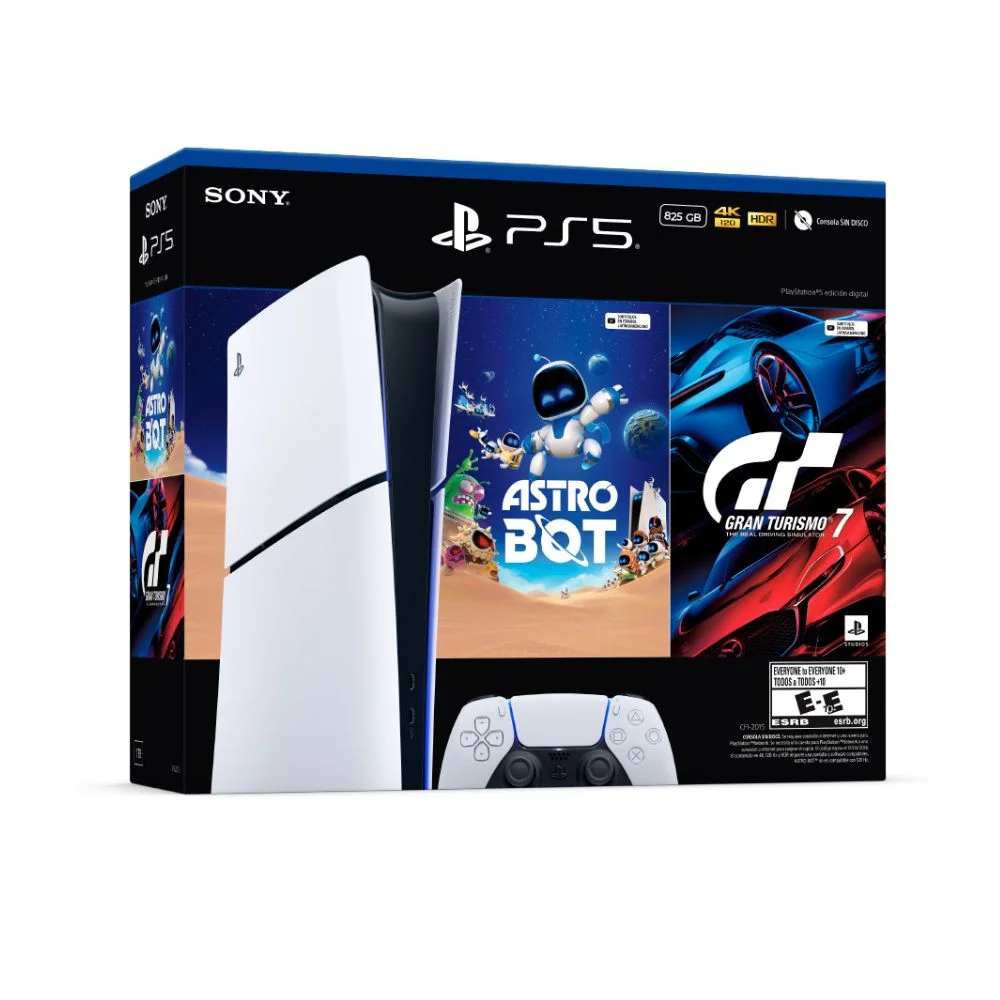Sony PlayStation 5 Slim Digital Edition 825 GB mit Astro Bot und Gran Turismo 7