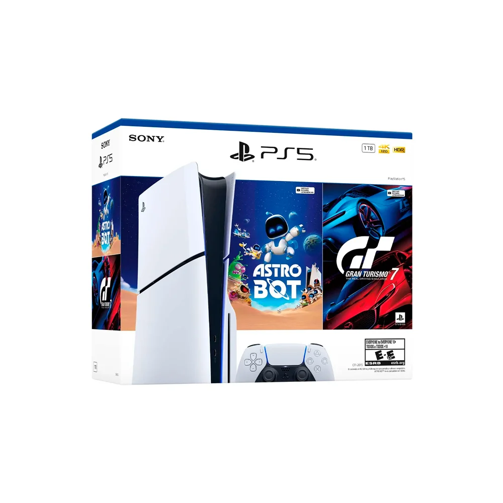 Sony PlayStation 5 Slim 1 TB mit Laufwerk, Astro Bot und Gran Turismo 7