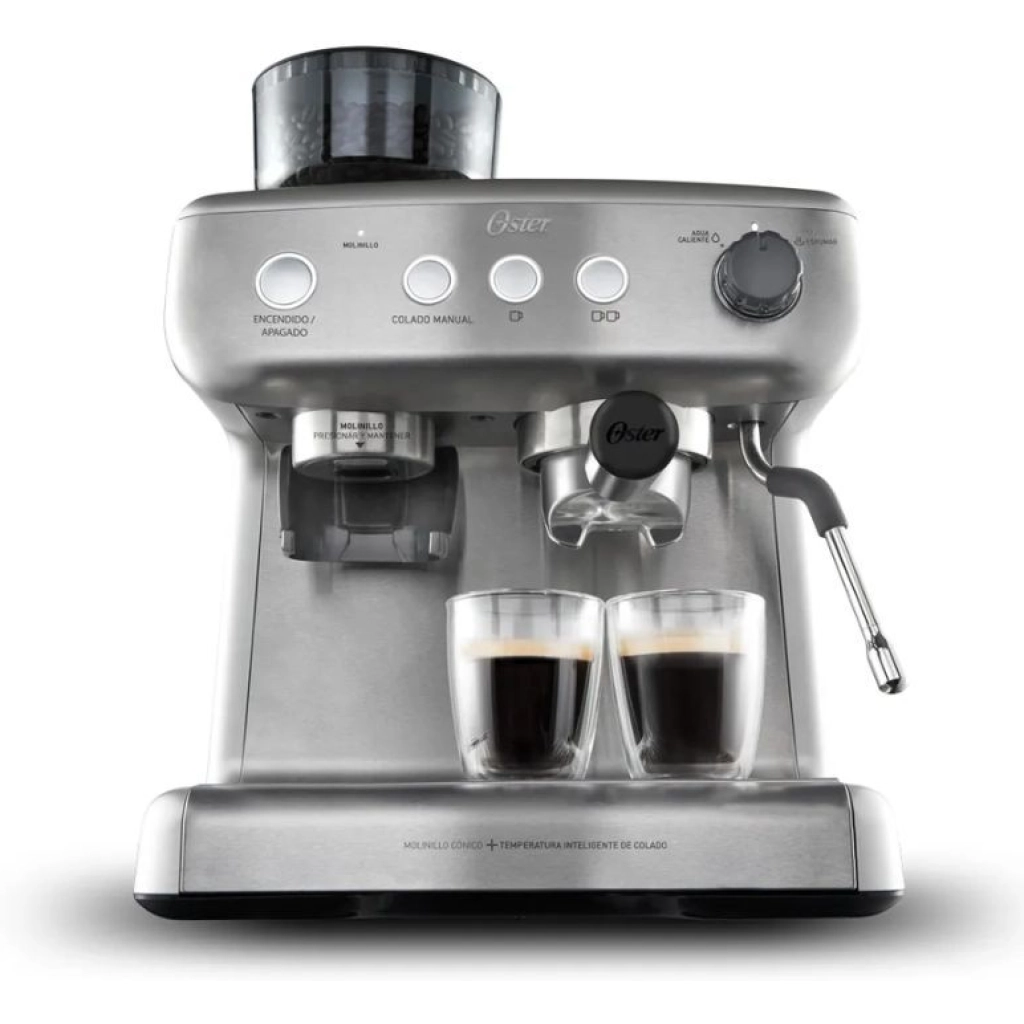 Cafetera espresso Oster Xpert Perfect Brew BVSTEM7300, molinillo integrado, acero inoxidable
