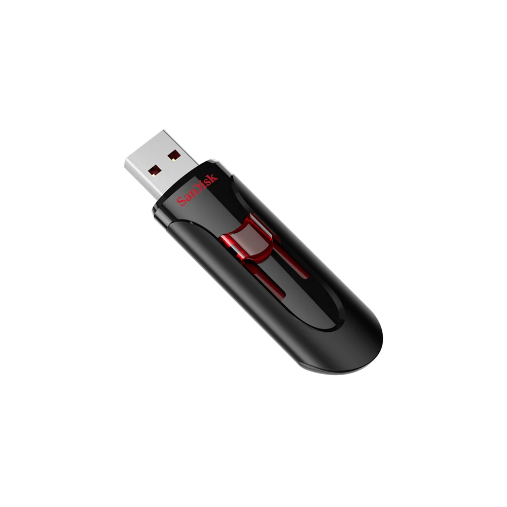 Pendrive SanDisk Cruzer Glide 3.0 de 128 GB, retráctil, negro y rojo (SDCZ600)