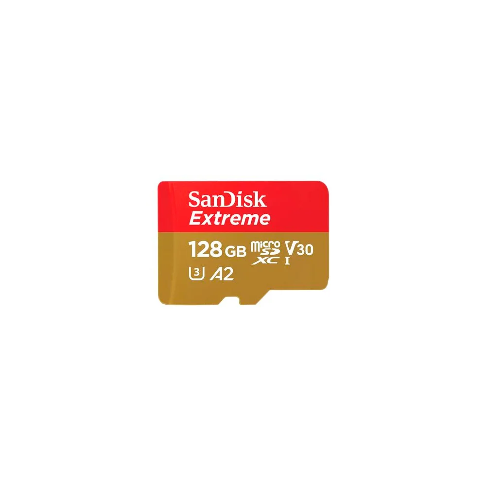 Tarjeta de memoria microSDXC SanDisk Extreme de 128 GB, hasta 190 MB/s, U3 V30 A2, 4K (SDSQXAA)