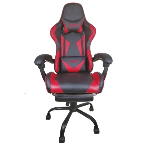 Silla gamer reclinable Empoli EM-GC01 con reposapiés, negra y roja