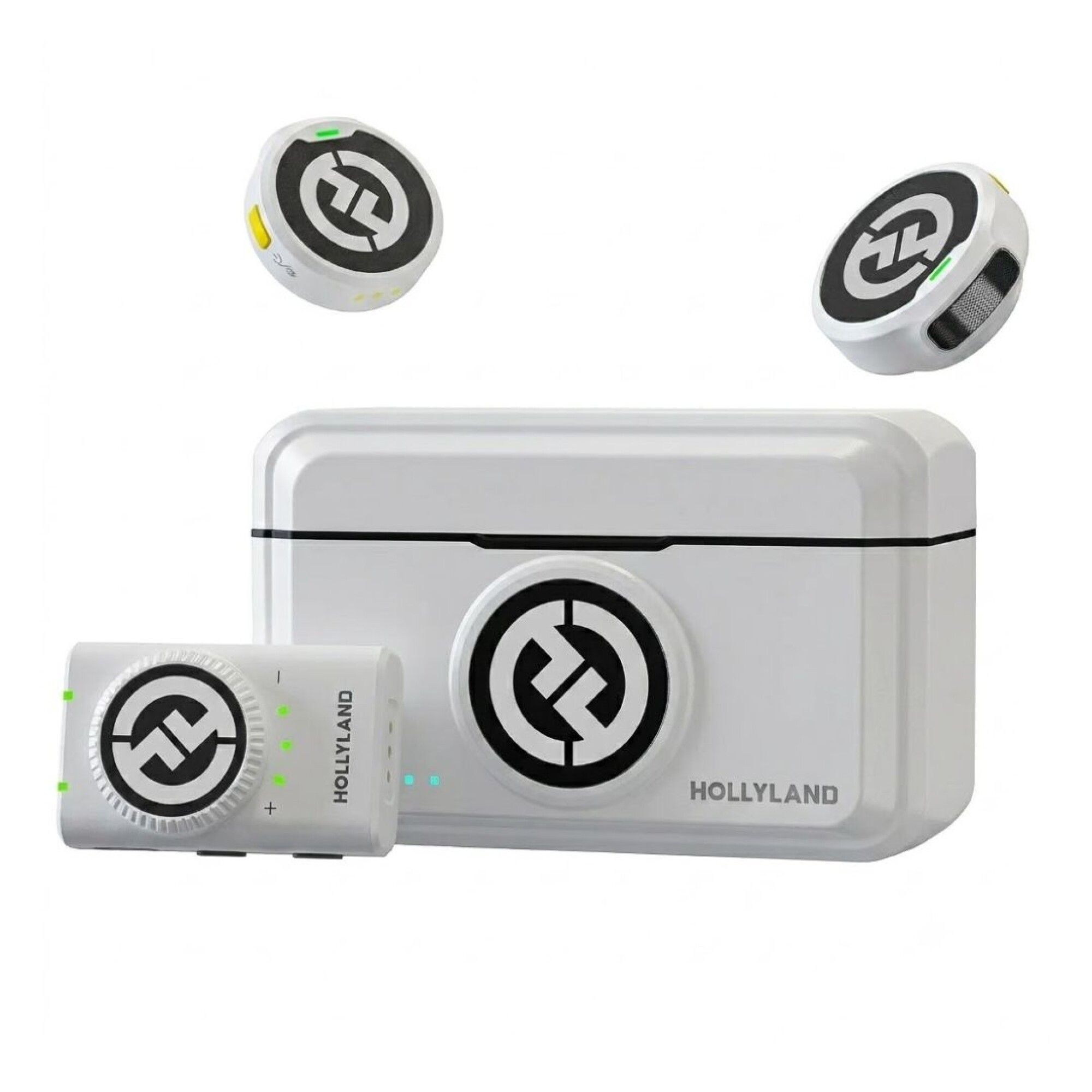 Hollyland Lark M2 Combo Wireless Microphone, 2 Transmitters, USB-C, Lightning and Camera, White
