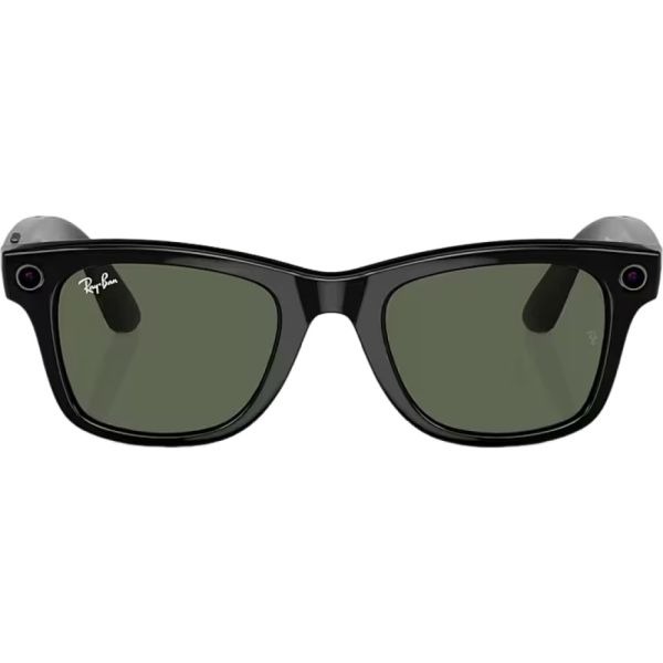 Lentes inteligentes Ray-Ban Meta Wayfarer, negro brillante, lentes verdes G15, talla regular