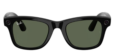 Ray-Ban Meta Wayfarer (Gen 2, RW4012) Smart Glasses, Shiny Black, Green Lenses, Large